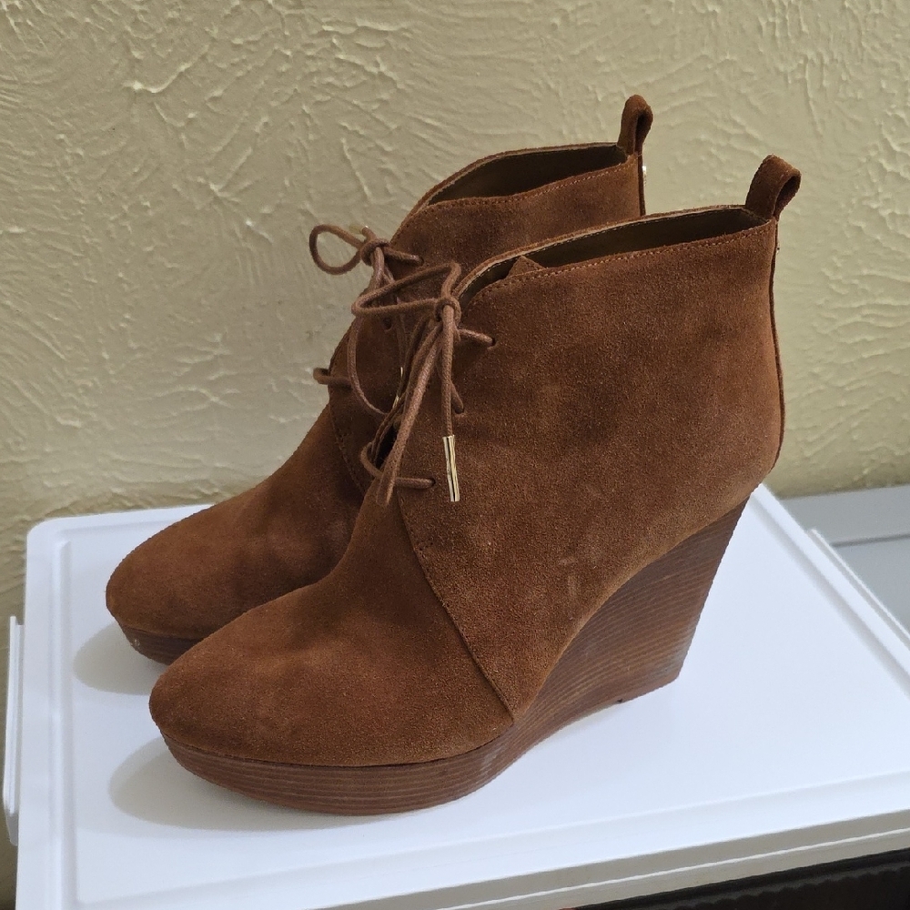 Michael Kors Brown Wedge Suede Boots